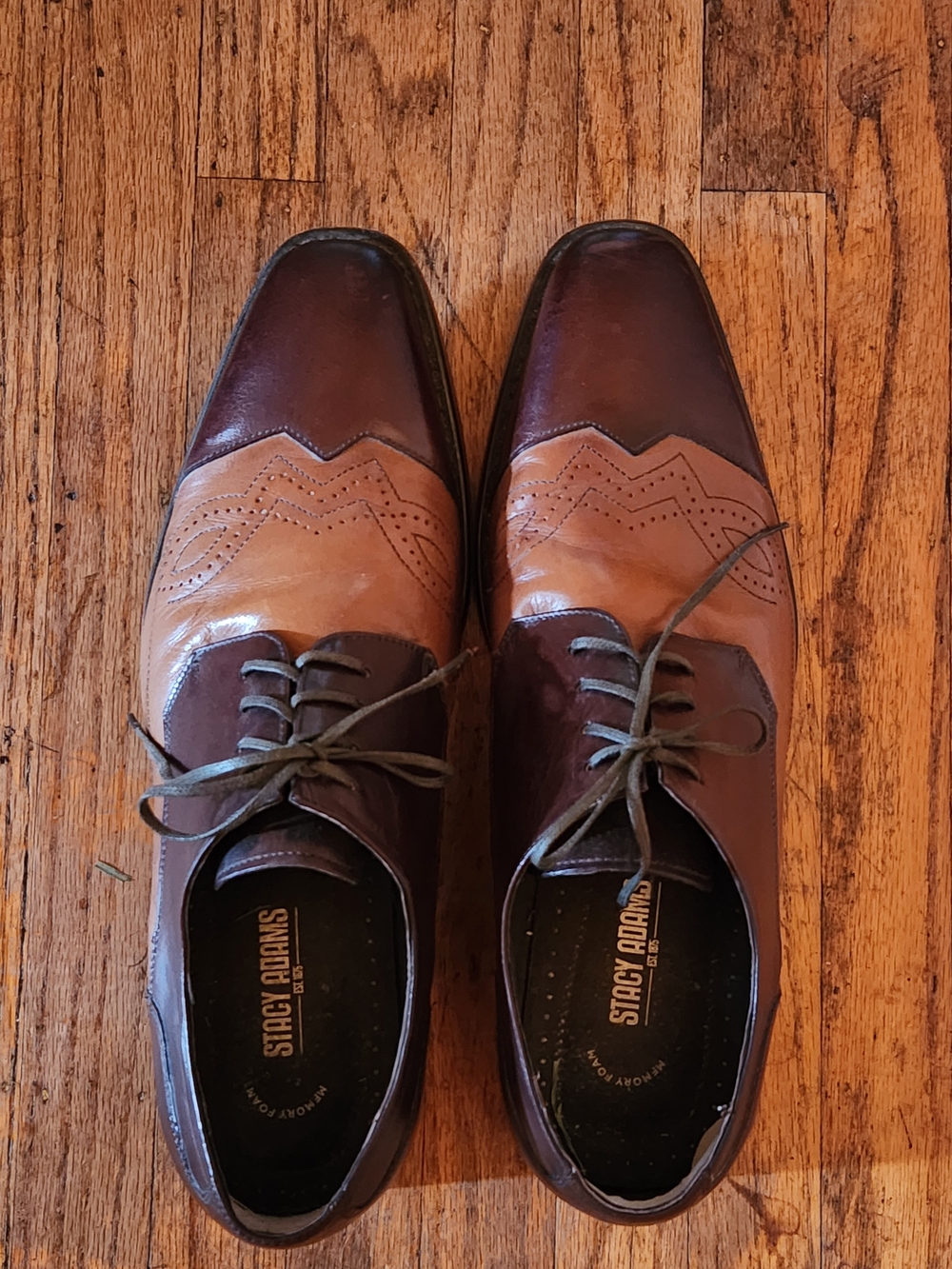 Stacy Adams Two-Tone Brown Leather Wingtip Oxfords